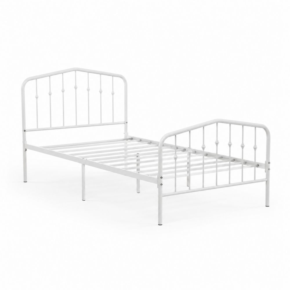 Łóżko Metalowe 200x90 cm Białe-Nordirin