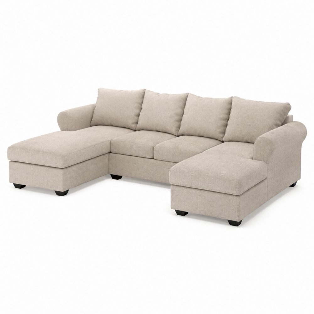 Narożna sofa L-kształtna 250x150x85 cm tkanina poliestrowa Beżowy-Nordirin