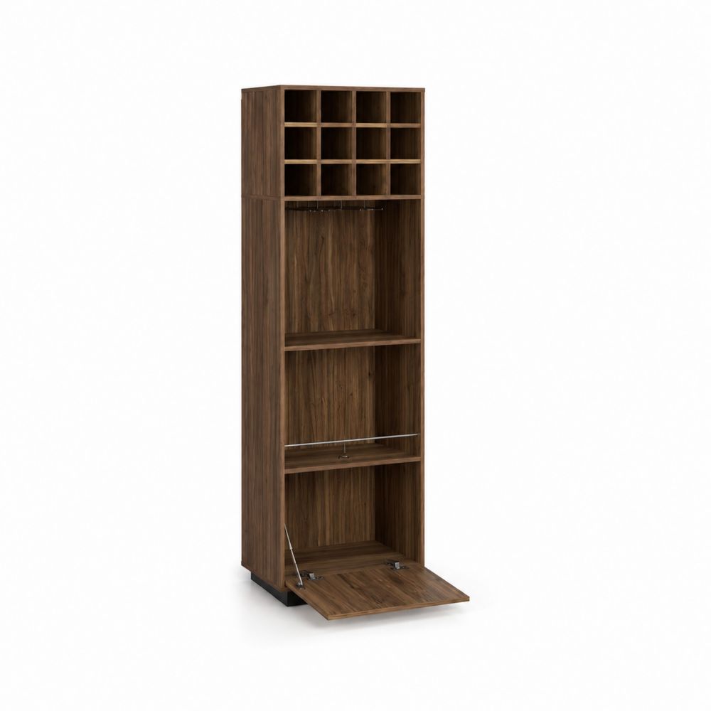 Regał na wino z półkami z płyty laminowanej Orzechowy 180cm-Nordirin
