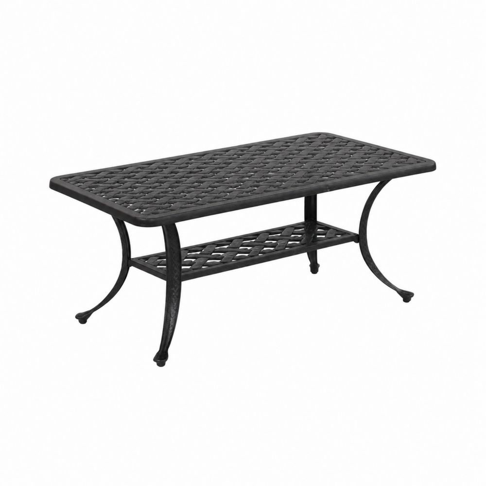Prostokątny aluminiowy stolik ogrodowy czarny 120x60x45 cm-Nordirin