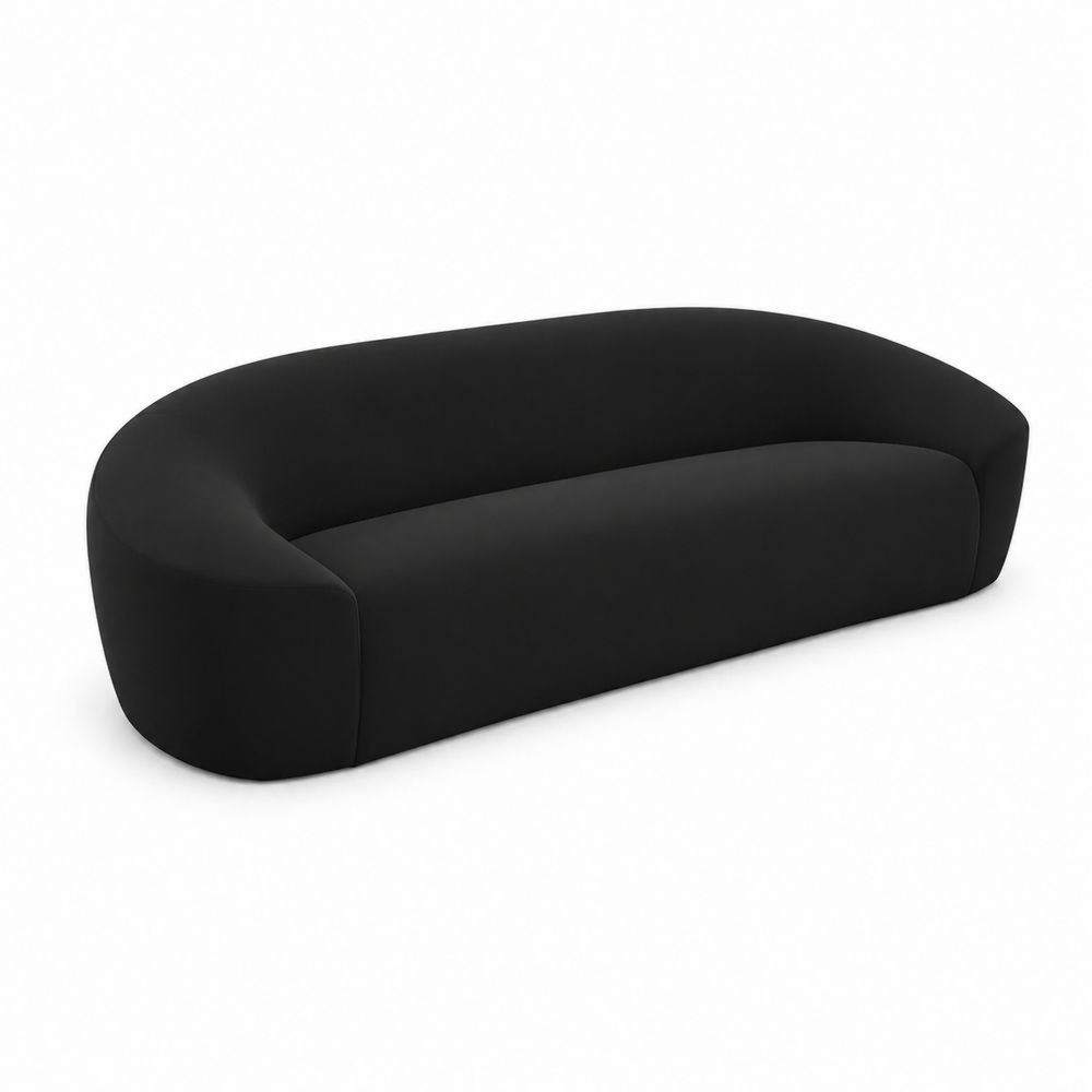 Sofa owalna welurowa czarna 200x80 cm-Nordirin