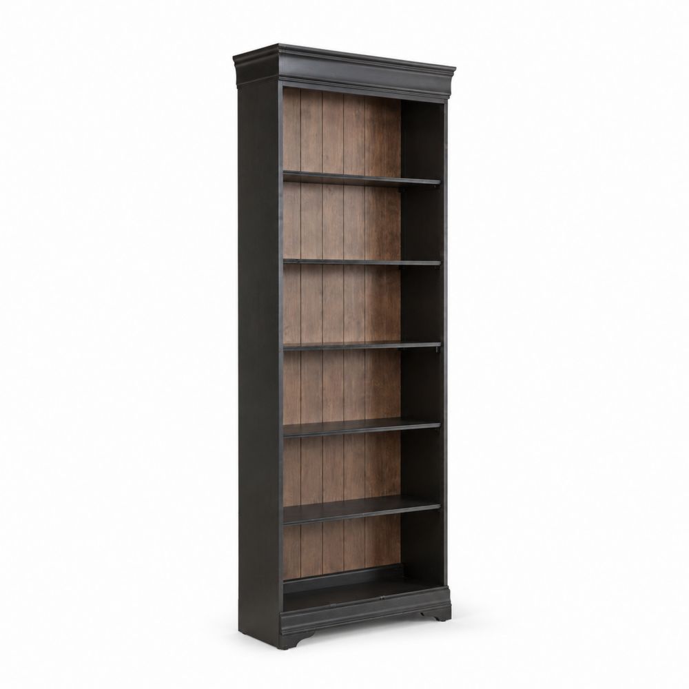 Regał na książki z drewna sosnowego i MDF 180x80x30 cm Czarny/Brązowy-Nordirin
