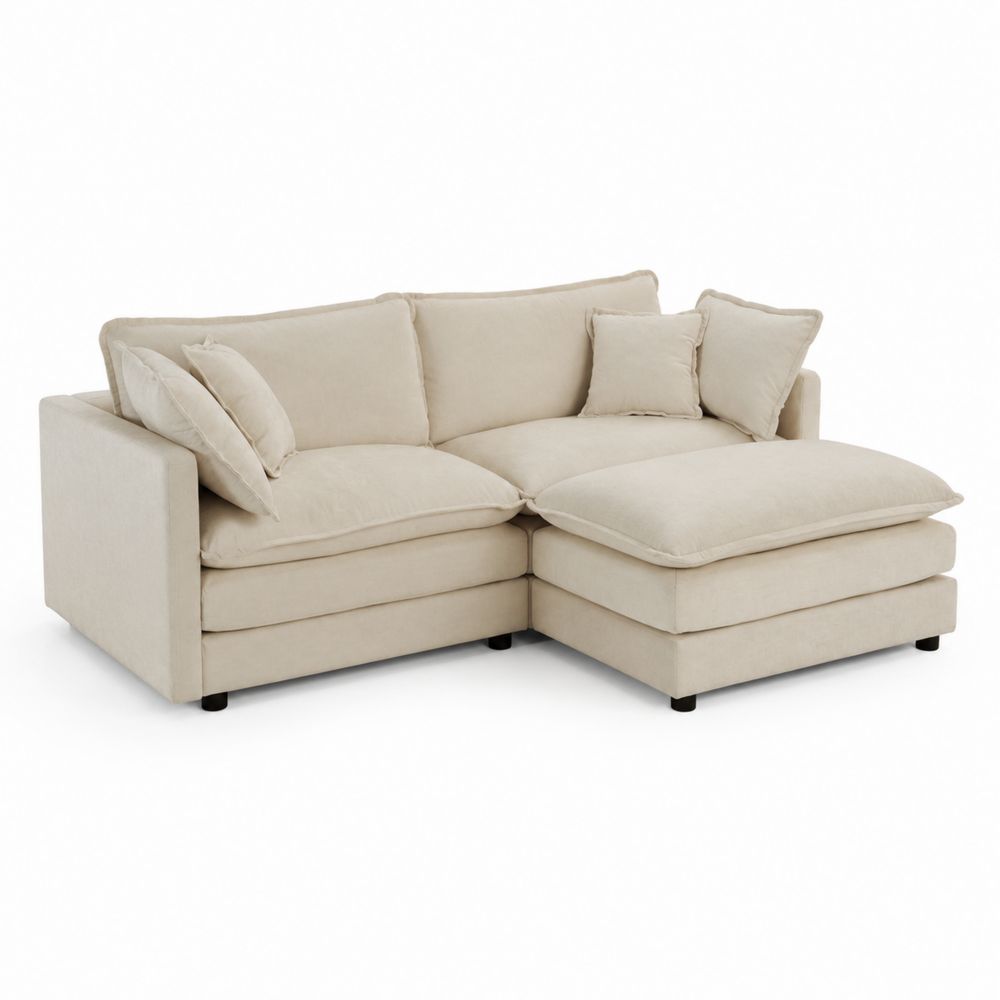 Sofa narożnikowa z tkaniny lnianej 200x140x80 cm-Nordirin