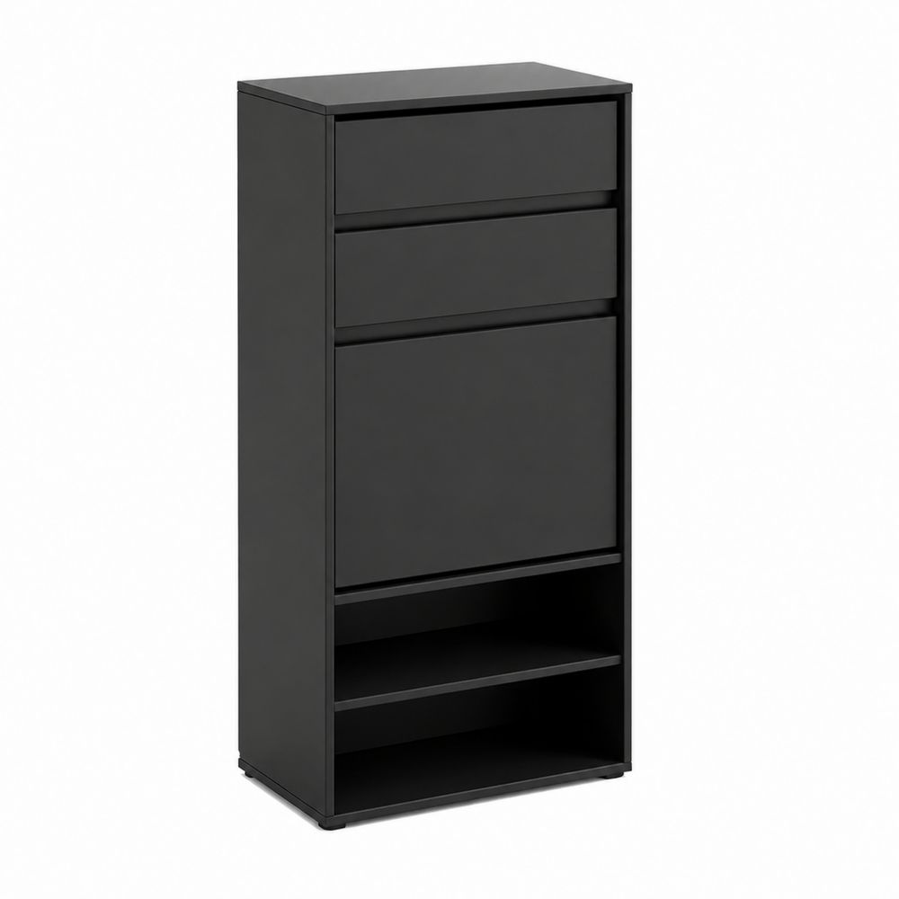 Szafka na buty wysoka z trzema przegródkami z metalu 120x60x30 cm Czarna-Nordirin