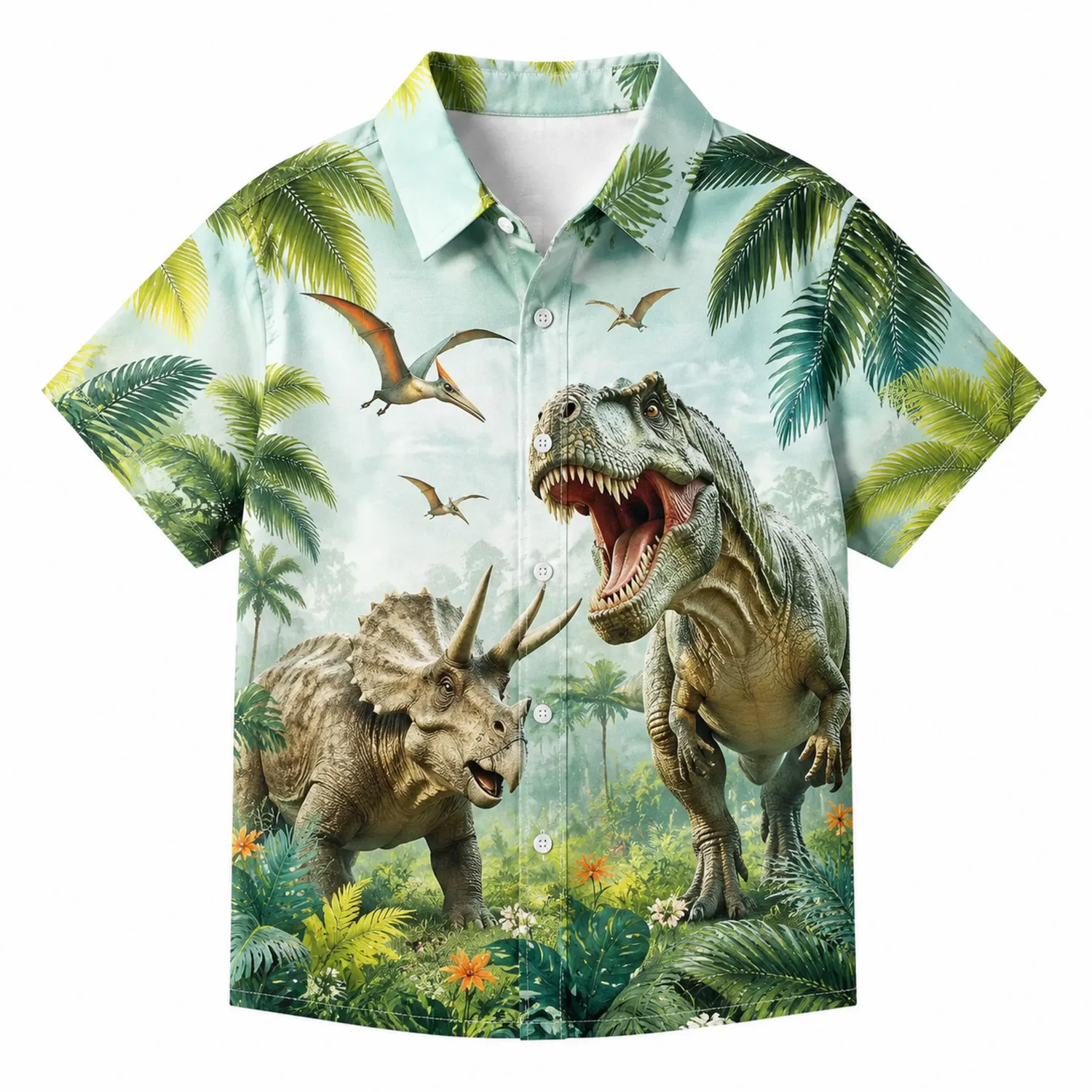 Koszula męska z dinozaurami z krótkim rękawem