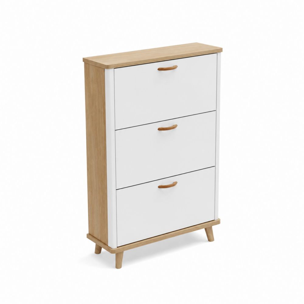 Szafka na buty z trzema przegrodami drewno i MDF biały 120x60x24 cm