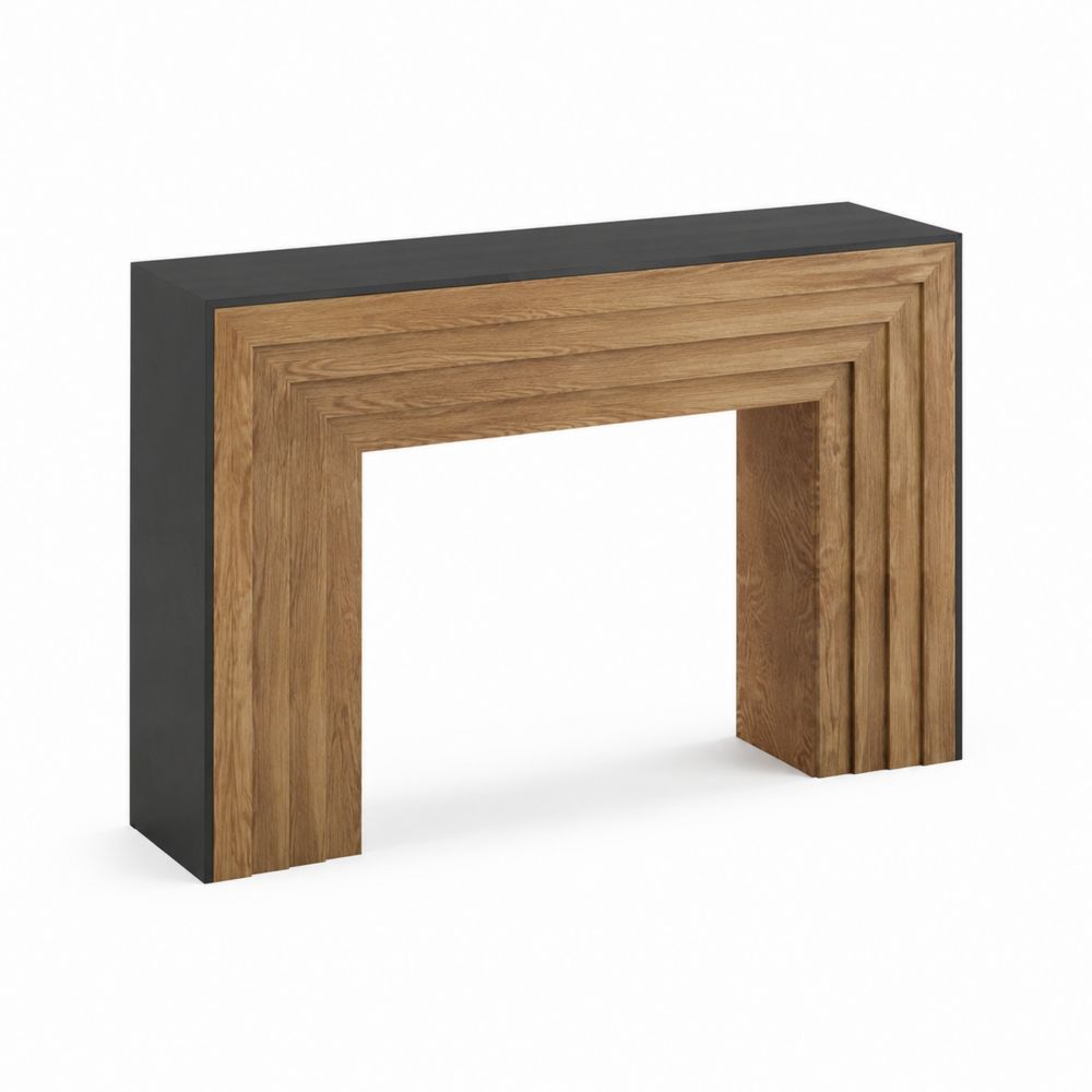 Stół konsolowy z płyty MDF i drewna dębowego 120x40x75 cm Czarny i Dąb