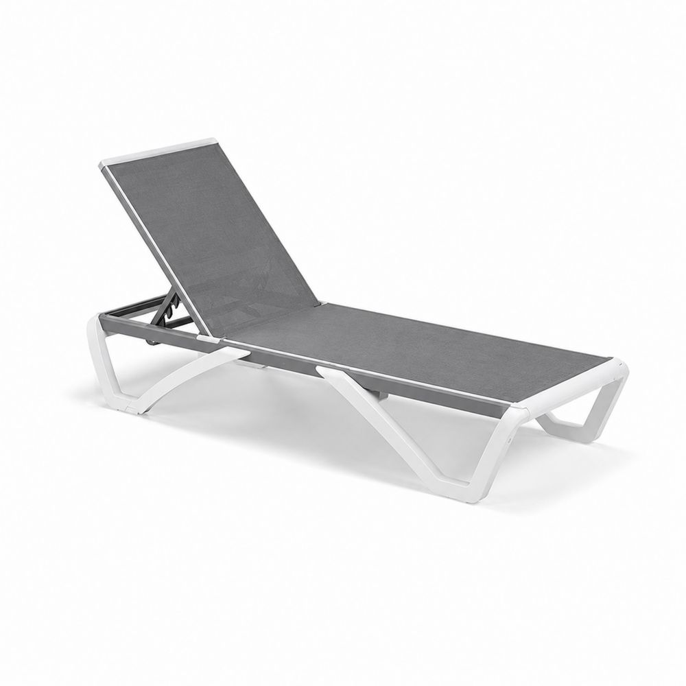 Leżak aluminiowy z regulowanym oparciem Szary/Biały