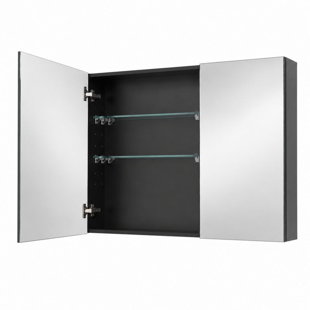 Szafka łazienkowa z lustrem 80x60x15 cm stalowa Srebrna