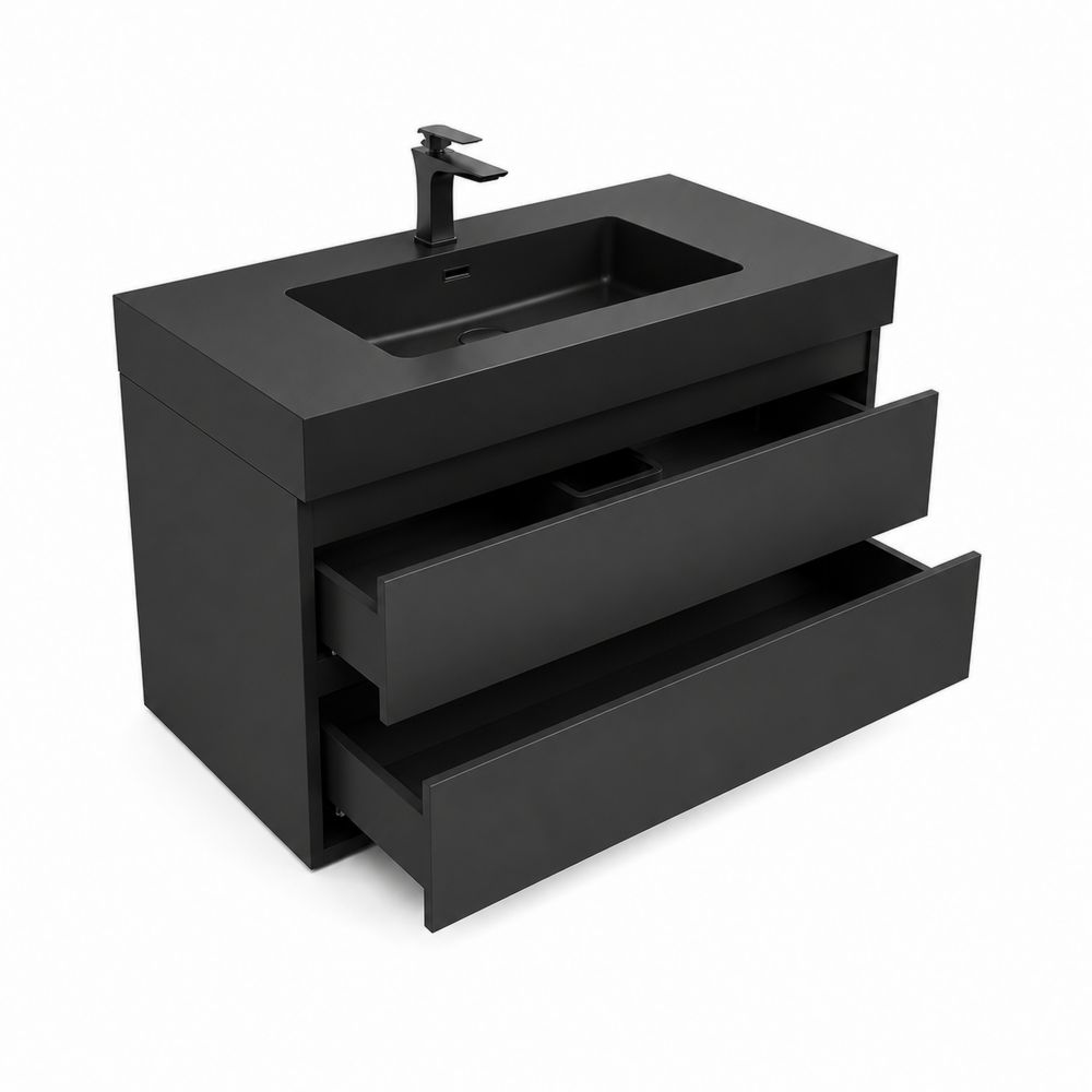 Waschtischunterschrank 100x50x85 cm MDF Schwarz