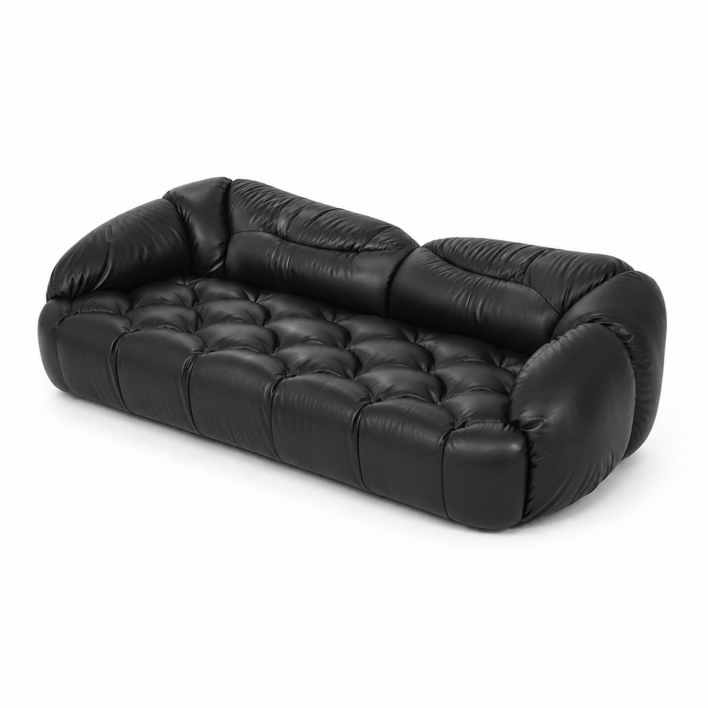 Sofa 3-Sitzer Leder Schwarz