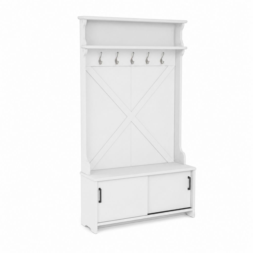 Weiße MDF-Garderobe mit 6 Metallhaken