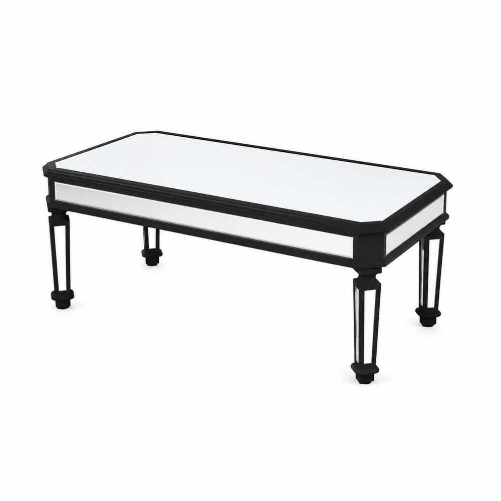 Rechteckiger Couchtisch aus gehärtetem Glas und Metall, Schwarz