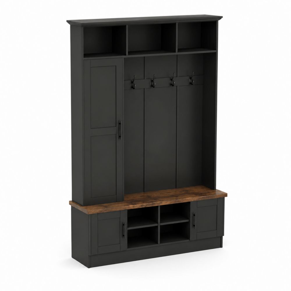 Garderobenkombination MDF Metall Schwarz 200x180x40cm