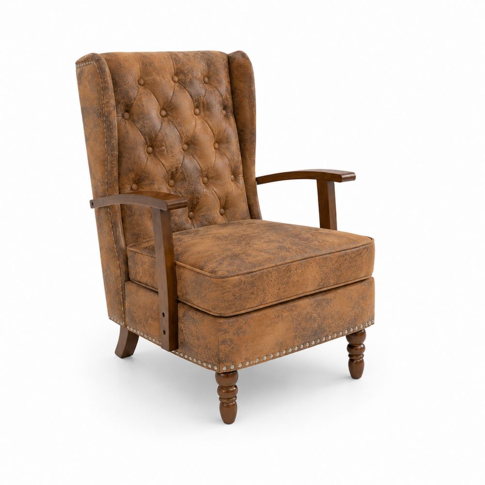 Vintage-Stil Sessel aus Kunstleder Braun 85x75x100cm