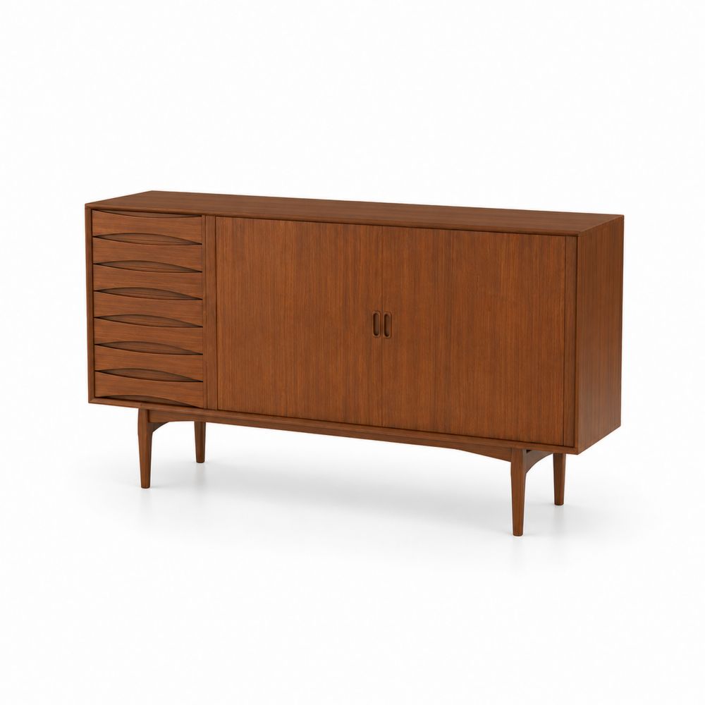 Sideboard aus Holz mit Schränken und Schubladen, 150 x 45 x 85 cm, Nussbaum