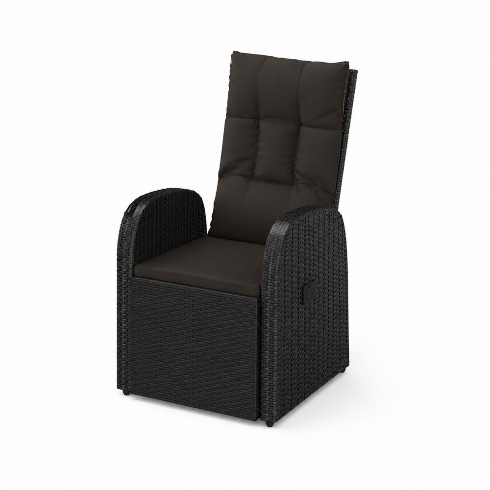 Polyrattan Gartenstuhl mit Kissen Schwarz 65x60x110 cm