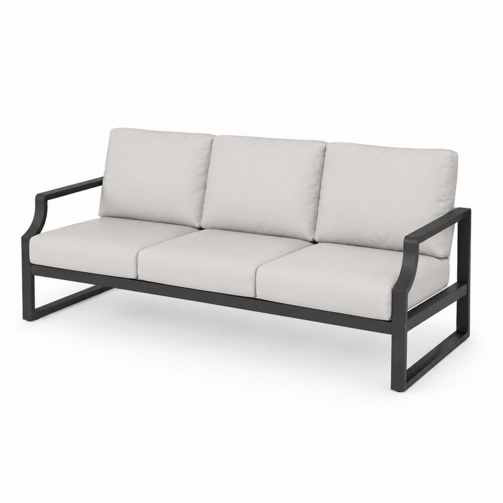 3-Sitzer Gartensofa Aluminium Schwarz/Beige