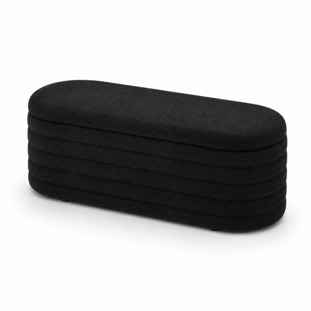 Schwarze Stoffbank mit Stauraum 100x40x45 cm