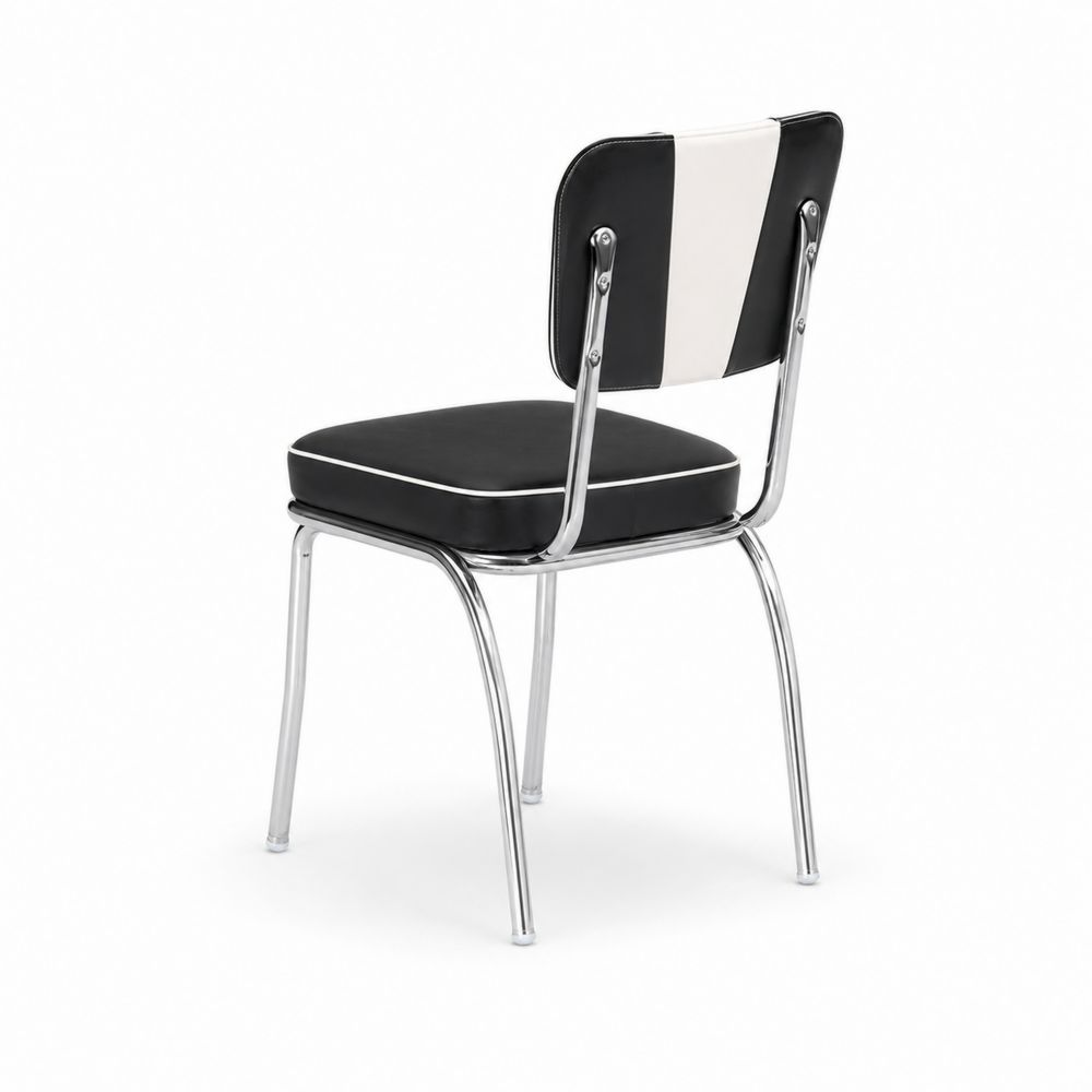 Esszimmerstuhl mit Chromgestell und PU-Leder Schwarz/Weiß