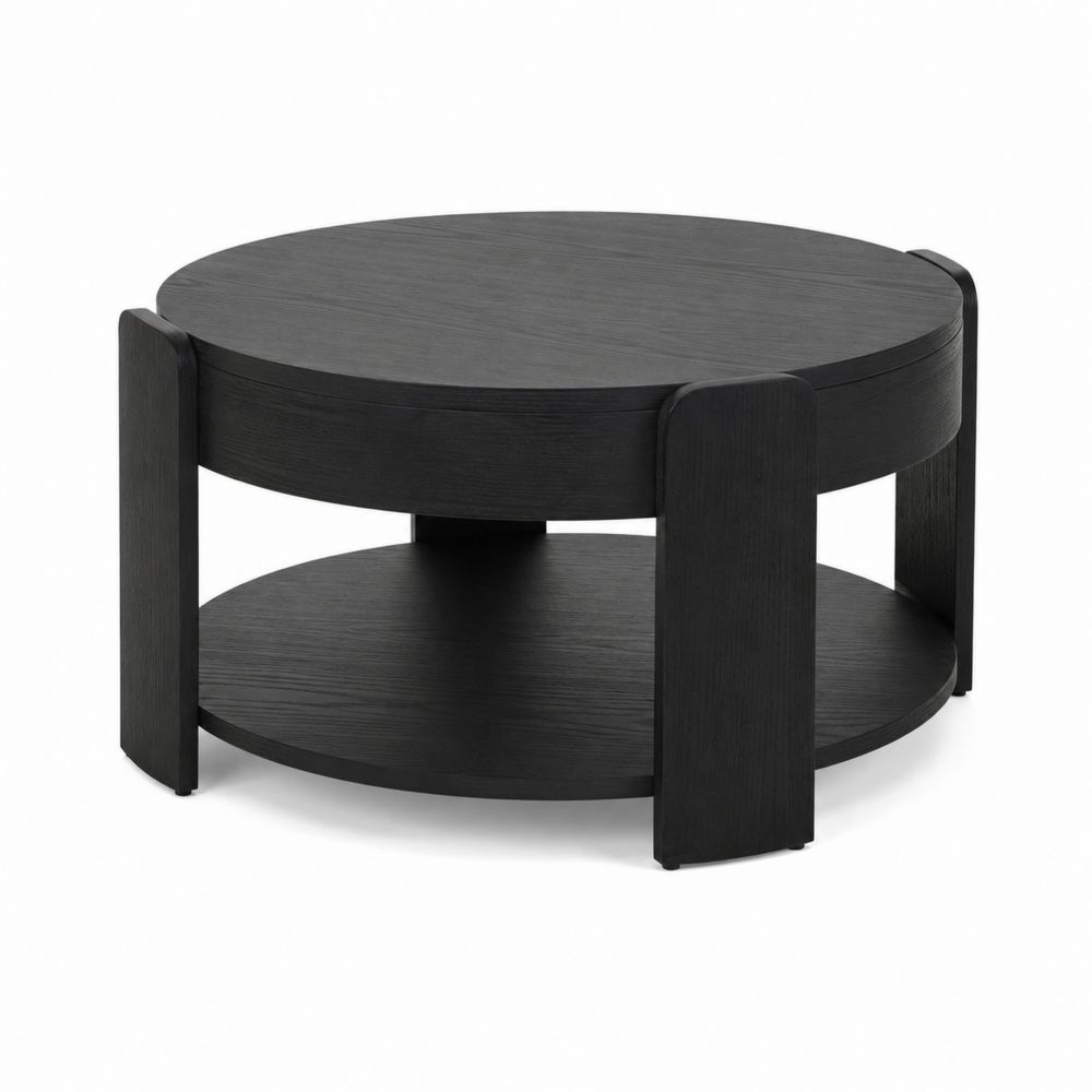 Runder Couchtisch aus Holz in Schwarz Ø 80 cm