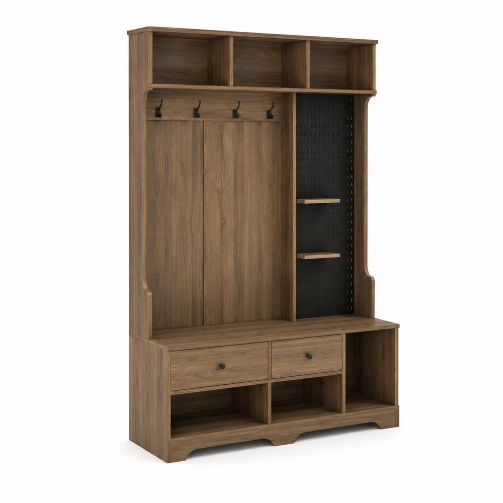 Garderobenkombination aus Holzwerkstoff mit Eichenfurnier 150x35x200 cm