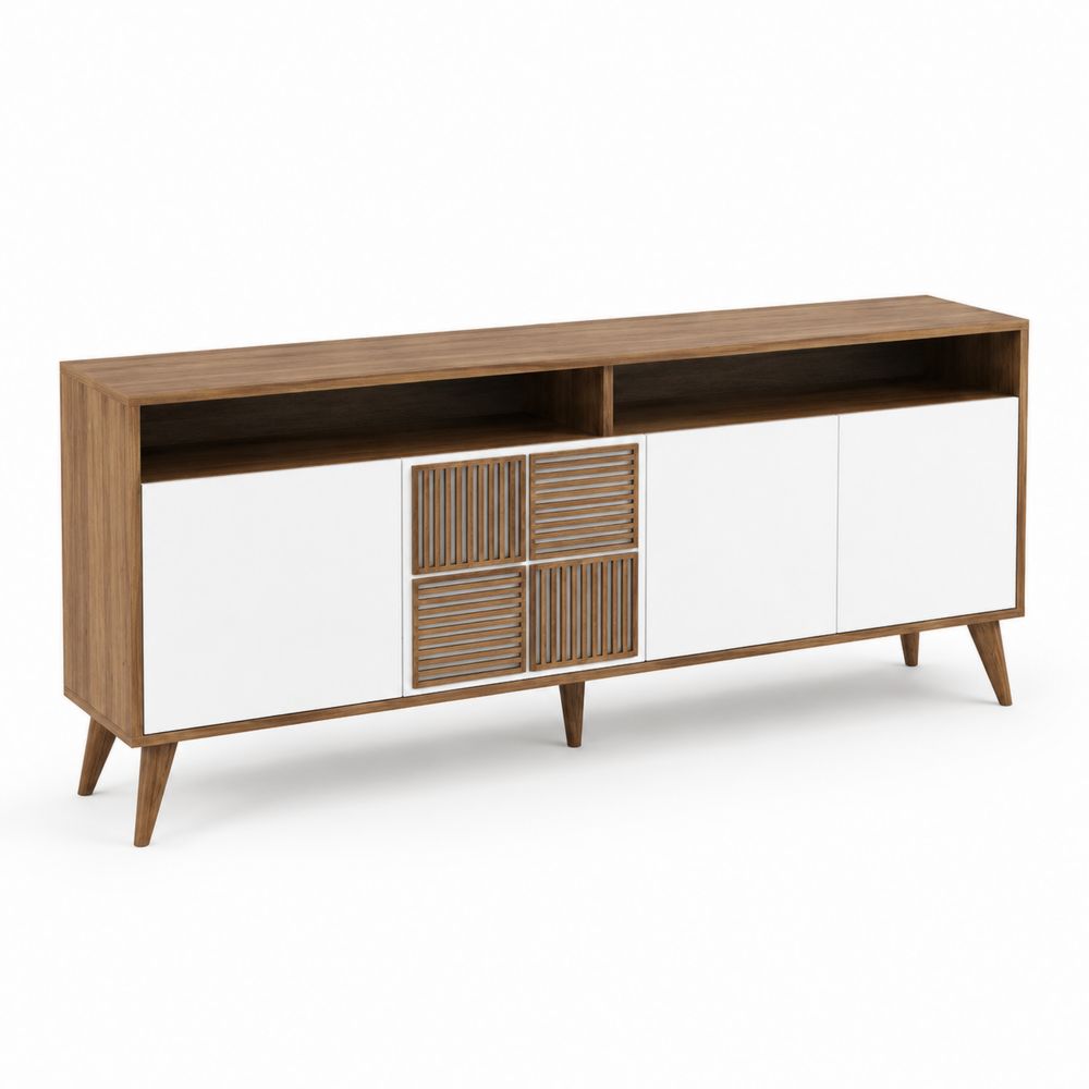 Sideboard aus Eichenholz und Weiß 200x45x80 cm