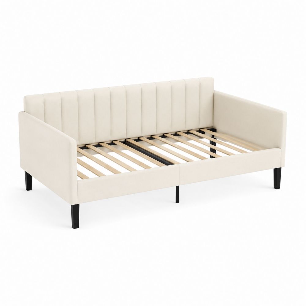 Tagesbett Rechteckig 200x90 cm Holz Beige