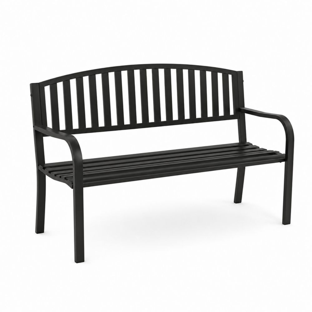Schwarze Metall Gartenbank 130cm
