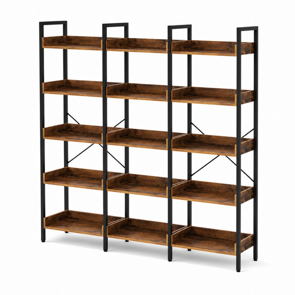 Metall Bücherregal 3er Set Schwarz Dunkelbraun