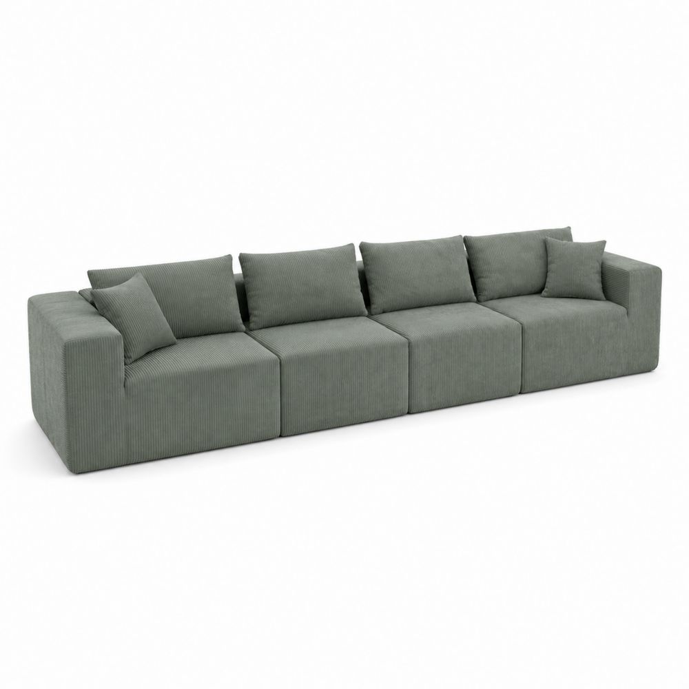 Modulares Sofa aus Cordgewebe 4-Sitzer Grün 300 cm
