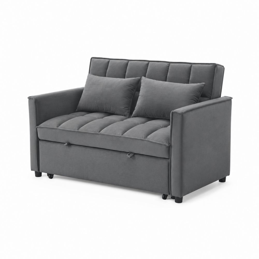 Zweisitzer Sofa aus Polyester Mikrofaser Grau