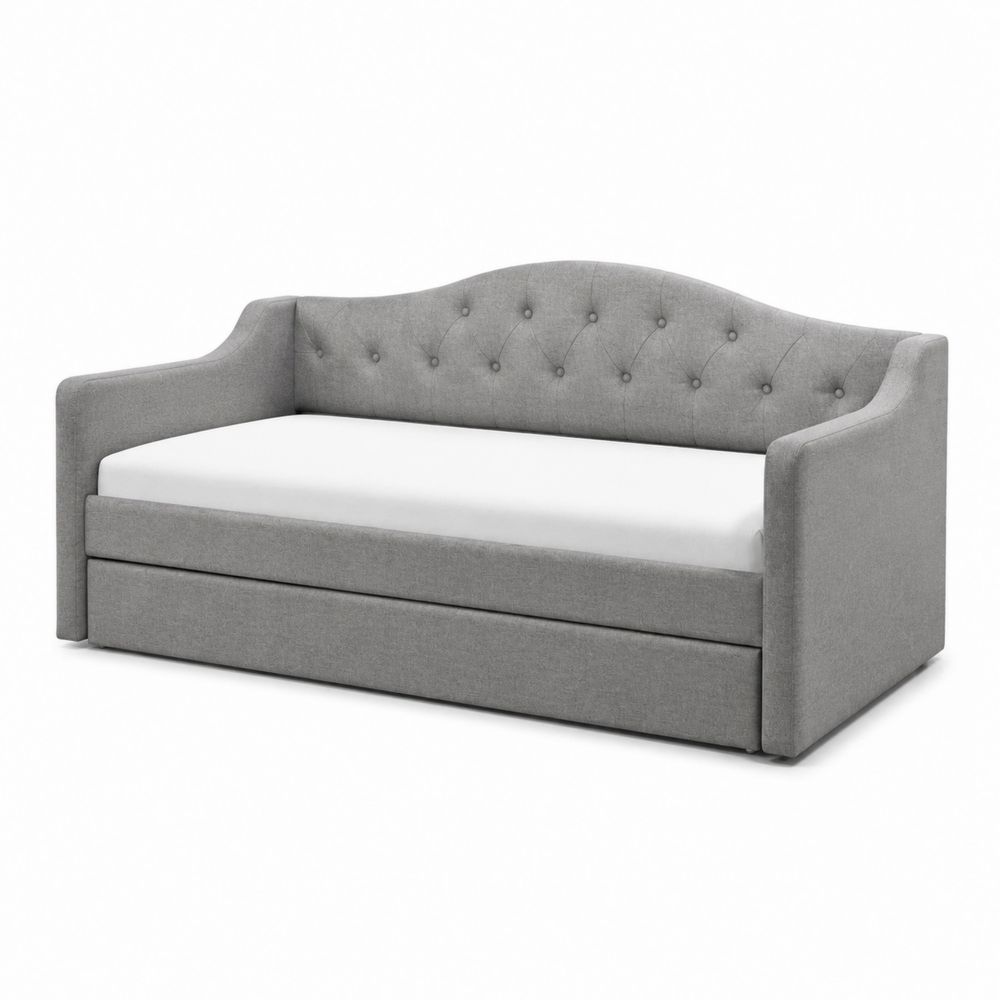 Polster-Tagesbett mit Trundle 200x90 cm Hellgrau