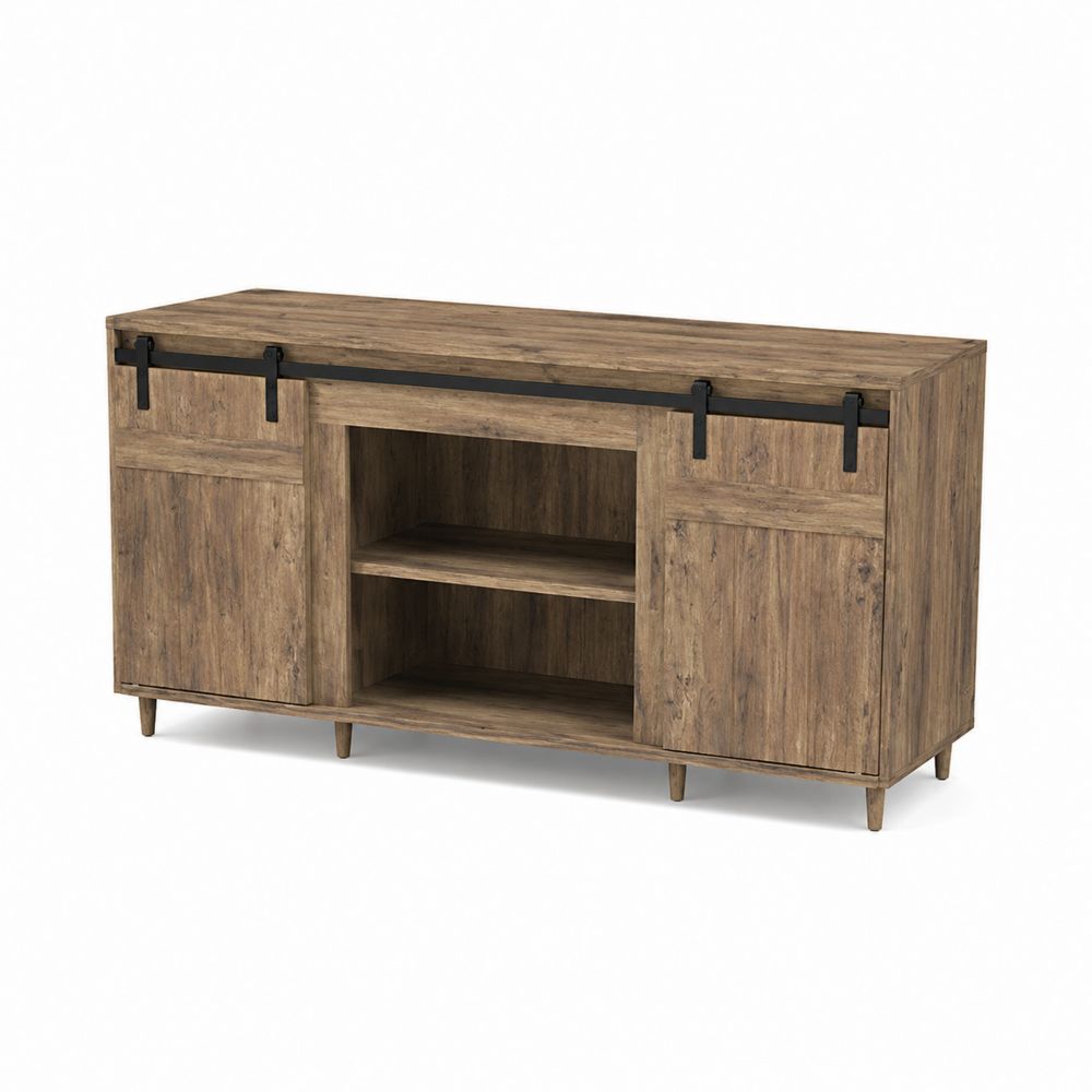 TV-Unterschrank Holz Braun mit Schiebetüren