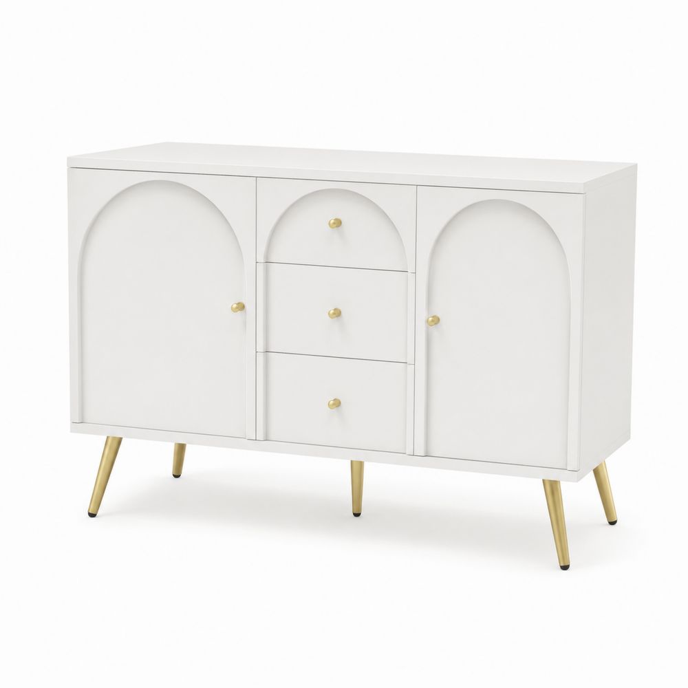 Sideboard MDF Weiß mit 3 Schubladen und 2 Türen