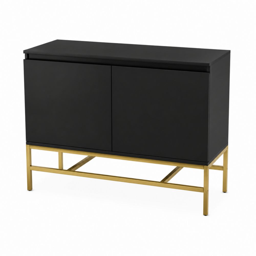 Sideboard Rechteck MDF Schwarz und Stahl Gold 120x40x80 cm