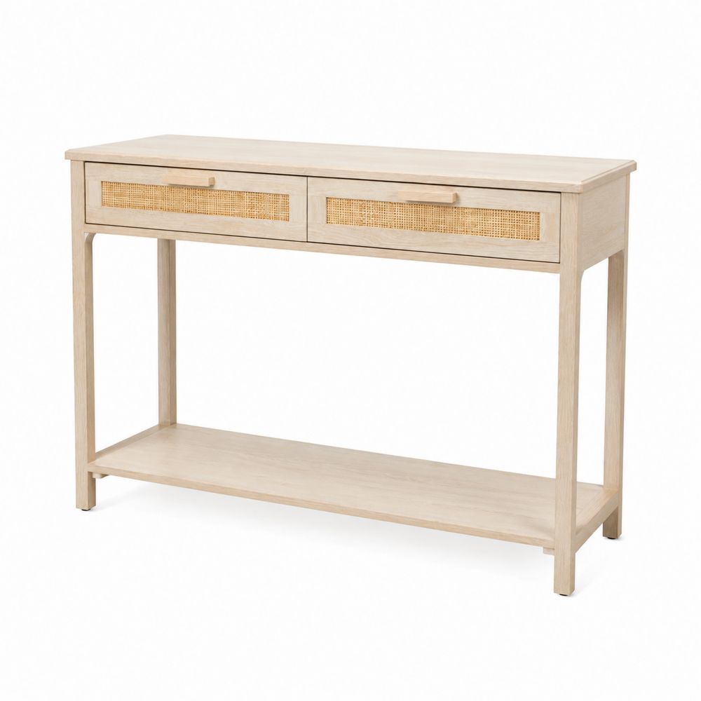 Konsolentisch mit Rattan-Fronten aus Kiefernholz