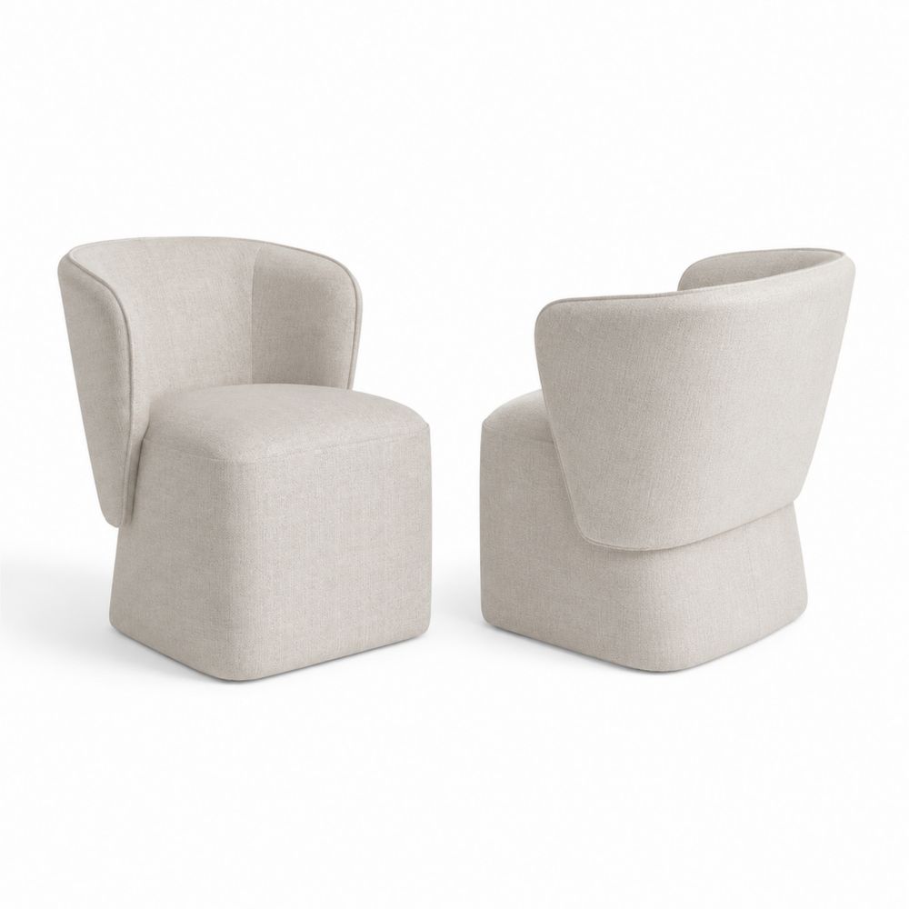 Esszimmerstuhl Set aus Stoff Beige