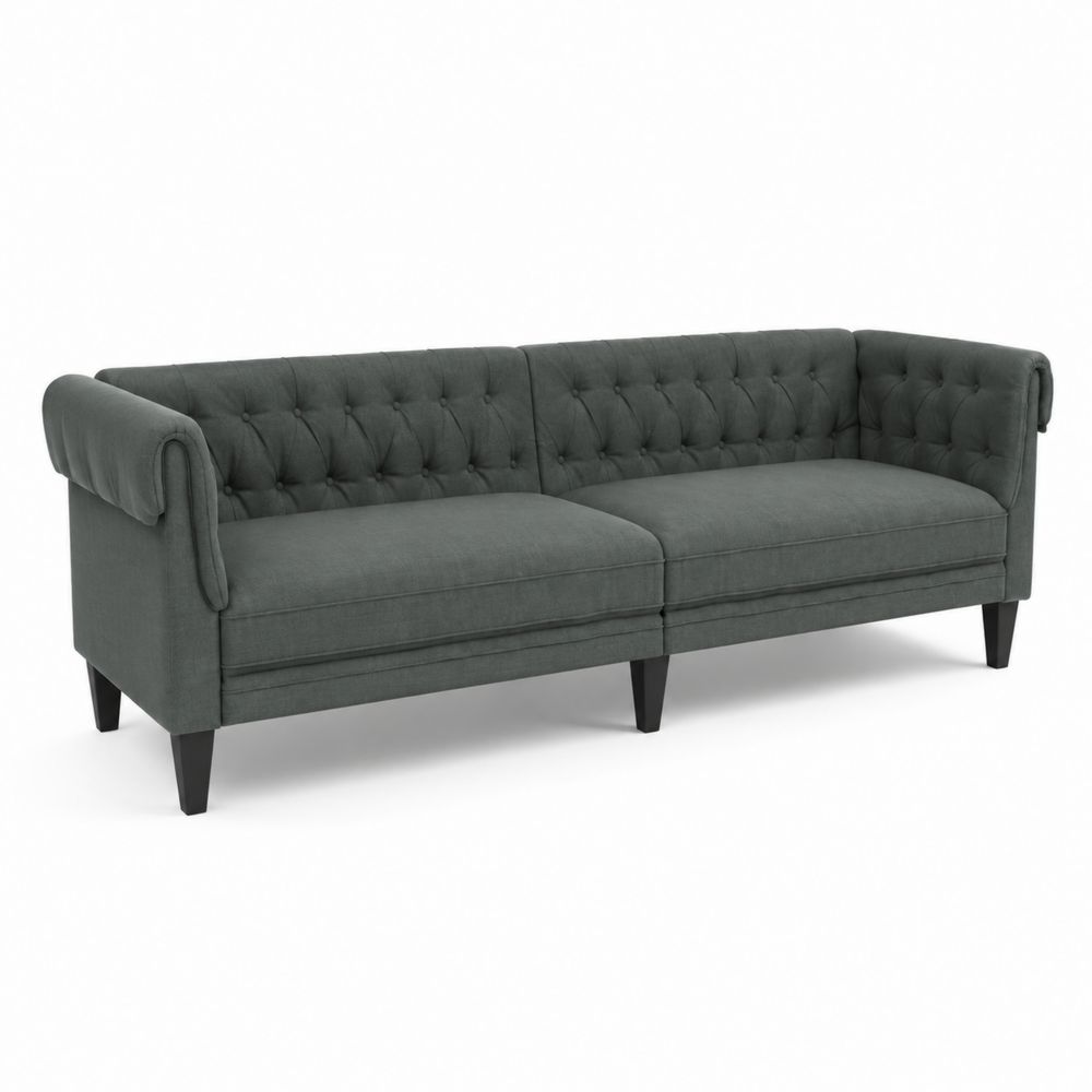 3-Sitzer Sofa Chesterfield-Stil Stoff Dunkelgrau