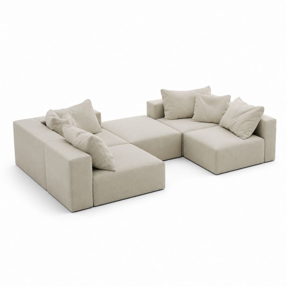 Modulares Sofa U-Form 4-Sitzer Stoff Beige