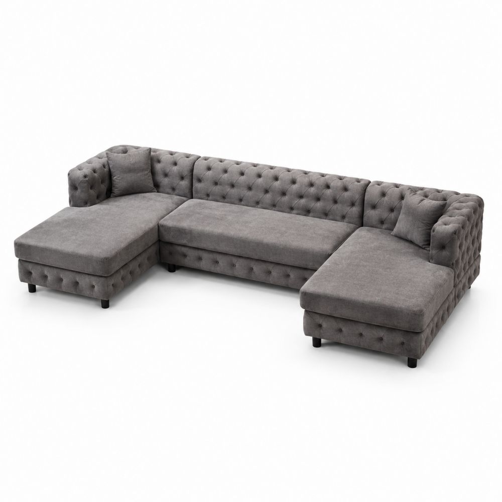 Narożna sofa modułowa z szarego aksamitu