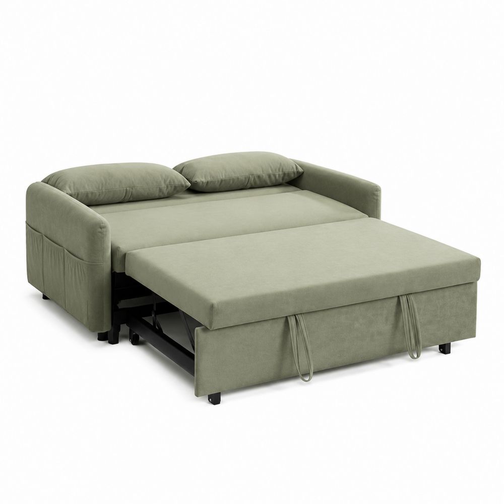 Sofa rozkładana dwuosobowa z weluru w kolorze Zielonym 200x140 cm