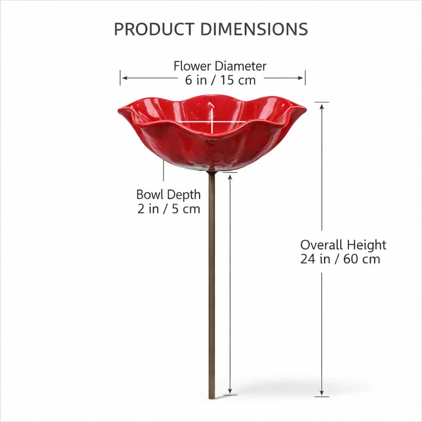 🐦 Handmade Metal Flower Garden Stake – Bird Bath & Outdoor Decor for Nature Lovers 🌸