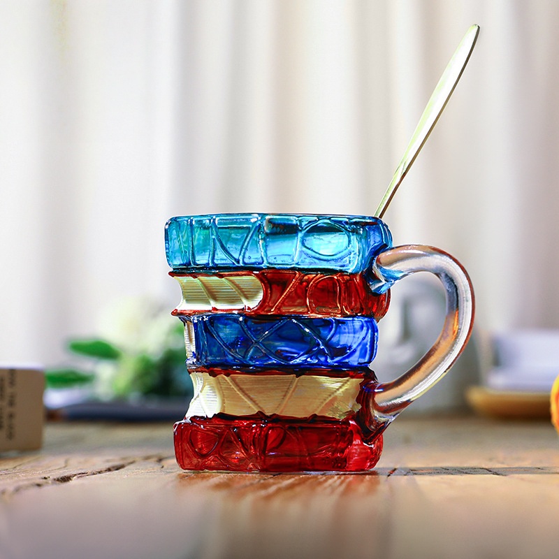 Stacked Books Glass Mug
