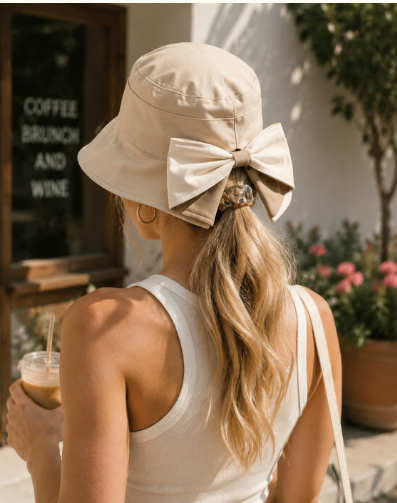 🔥🔥Summer travel essentials👒Bowknot Wide Brim Sun Protective Hat🎀