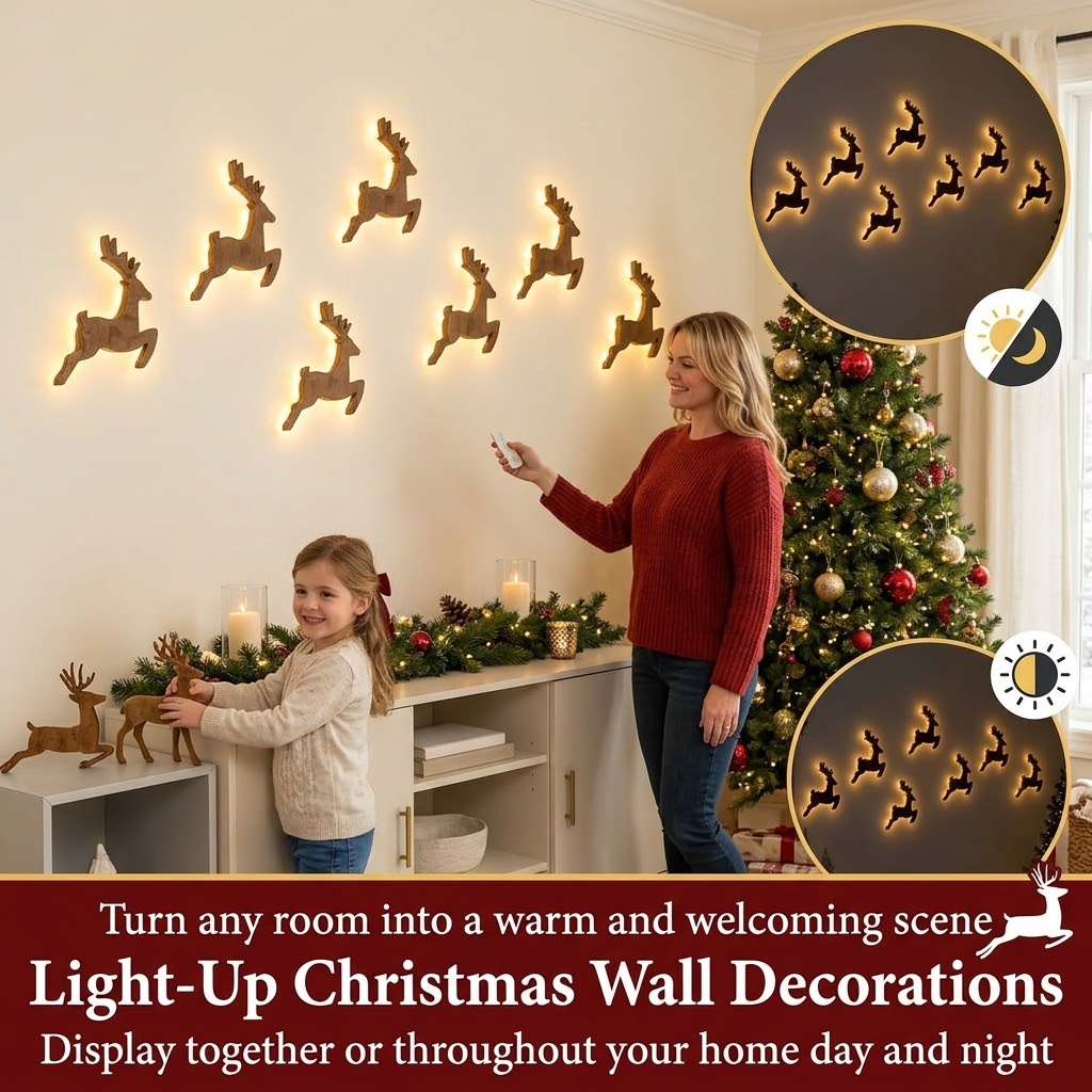 🎄 LED Reindeer Wall Decorations - ✨Festive Christmas Lighting