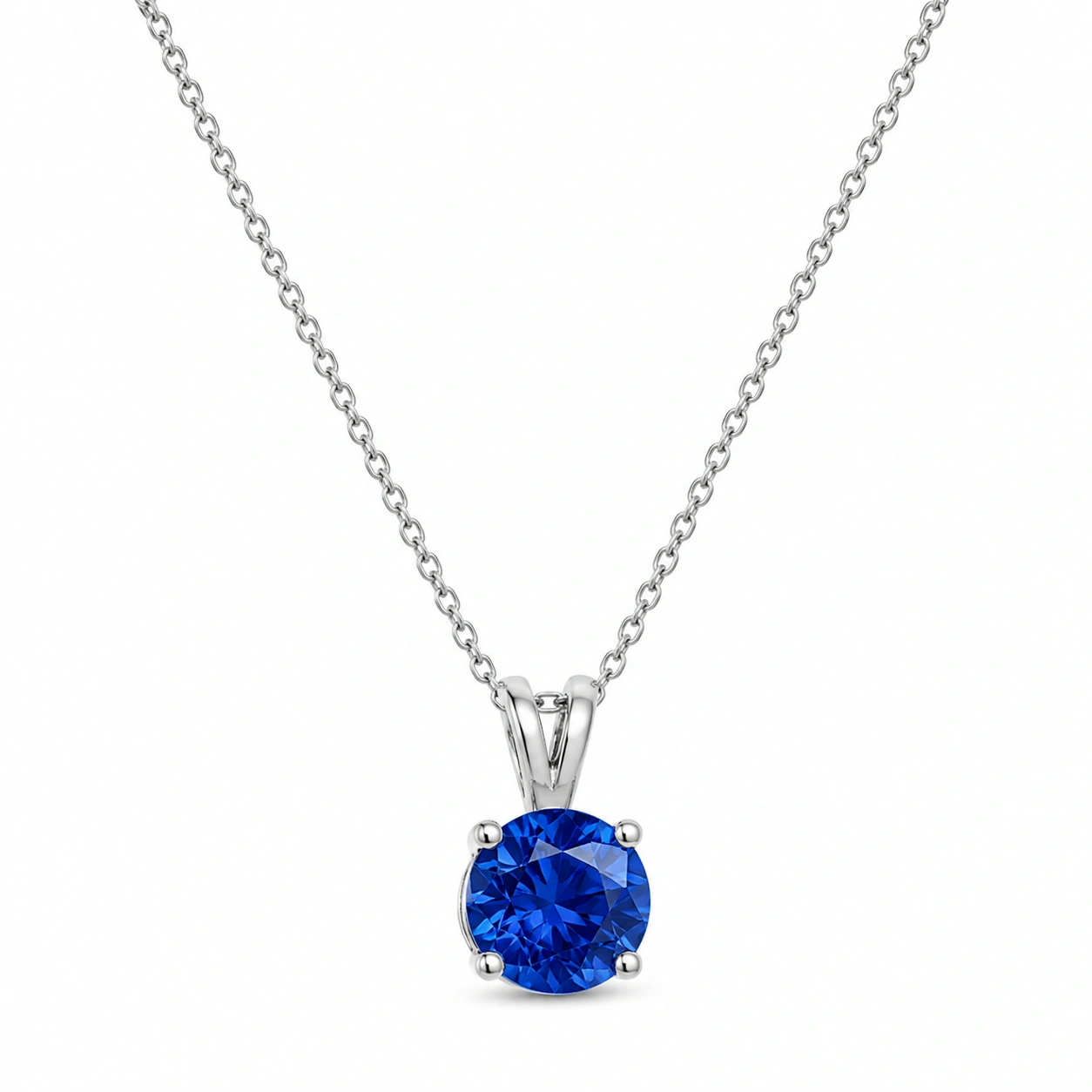 Halskette aus Silber mit blauem Kristallanhänger-ecolivio