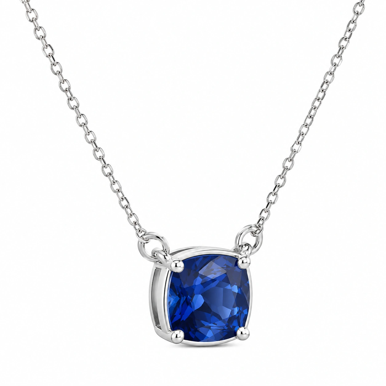 Silberne Halskette mit blauem Anhänger-ecolivio