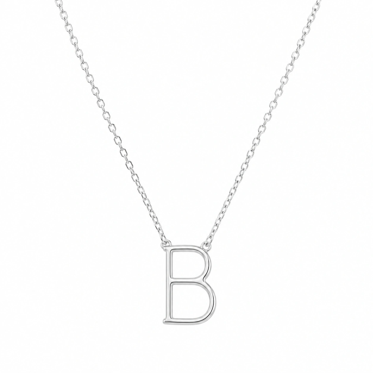 Silberne Halskette mit Buchstabenanhänger B-ecolivio