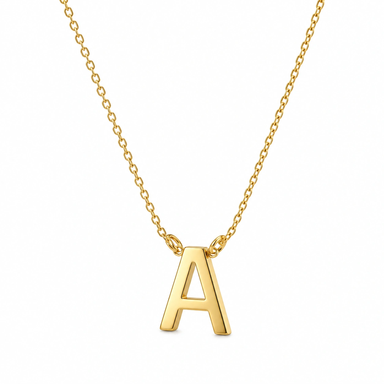Goldene Halskette mit Buchstabenanhänger A-ecolivio